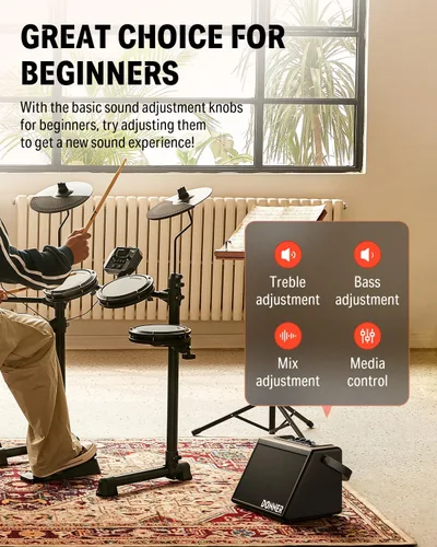 Miniatura 2 de Donner Mini amplificador de tambor eléctrico 20 W, amplificador de tambor electrónico inalámbrico altavoz DDA-20 portátil para práctica en el hogar