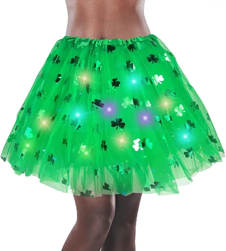 Miniatura 42 de Faldas de tutú LED para mujer, falda de tul con capas para baile de ballet, faldas iluminadas para disfraz de fiesta