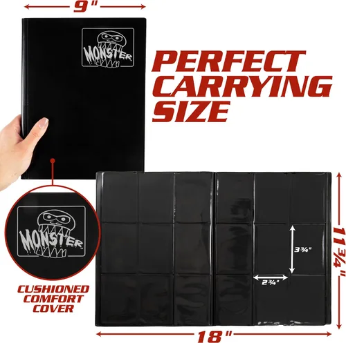 Miniatura 3 de Monster Binder - Álbum de tarjeta coleccionables, 9 bolsillos para tarjetas, retiene 360 de Yugioh, Magic, y Pokémon, Rojo mate
