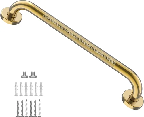 Miniatura 8 de Barra de agarre de ducha de níquel cepillado con agarre moleteado antideslizante de 36 pulgadas, barras de agarre de baño de acero inoxidable, barra