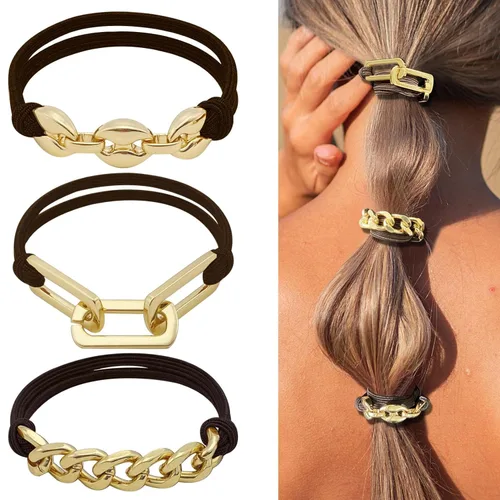 Lazos para el cabello sin daños, pulsera elástica para cabello grueso, soportes dorados para cola de caballo, accesorios para el cabello hechos a
