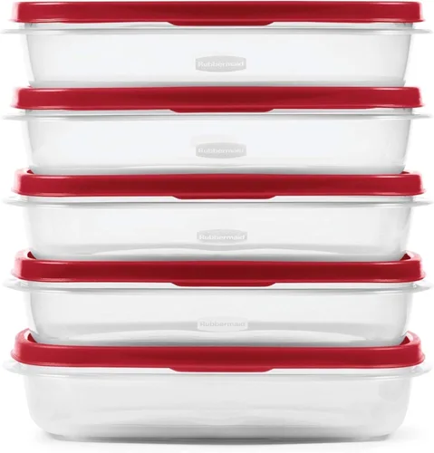 Miniatura 2 de Rubbermaid EasyFindLids - Recipientes para preparación de comidas, 5.5 tazas, color rojo