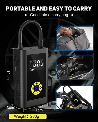 Miniatura 6 de LAMONKE Inflador de neumáticos portátil de 150 PSI, compresor de aire recargable para automóviles, bicicletas, motocicletas, pelotas, con luz LED