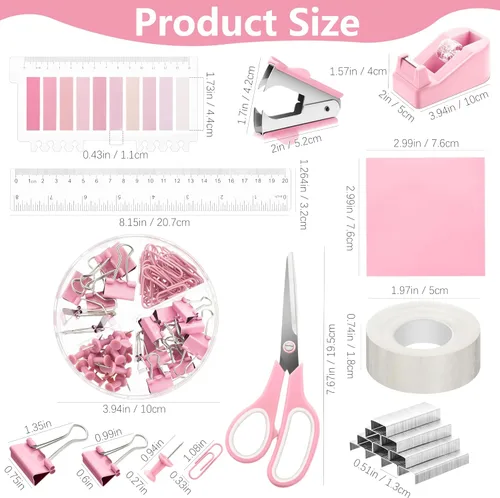 Miniatura 3 de Fayoo Juego de 11 piezas de suministros de oficina rosa, kit de accesorios organizador de escritorio de malla que incluye grapadora, dispensador
