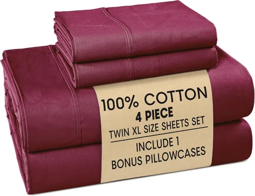 Miniatura 103 de Casa Platino Sábanas de cama individual XL, sábanas de 100 % algodón con 2 fundas de almohada, tejido percal crujiente y sensación acogedora, verde