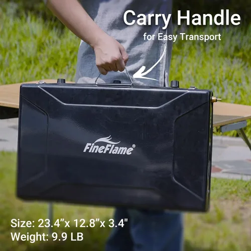 Miniatura 3 de FineFlame Estufa de campamento, estufa de campamento portátil de propano con regulador, botón de encendido instantáneo, quemadores ajustables