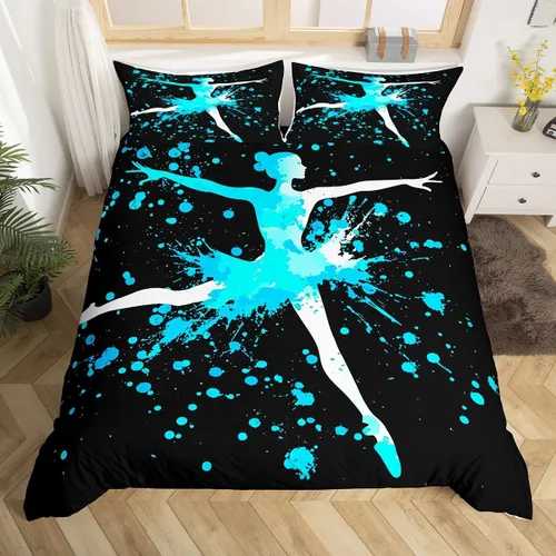 Miniatura 3 de Erosebridal Juego de ropa de cama de gimnasia para niñas, niños, adolescentes, teñido anudado azul, tamaño matrimonial, funda de edredón