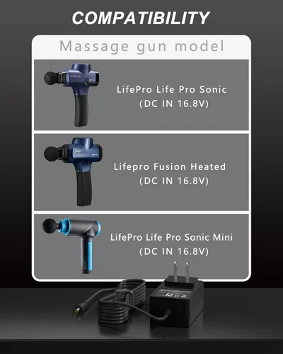 Miniatura 3 de VHBW 16.8V 1A Charger for Massager, Compatible with LifePro Sonic, Sonic Mini, Sonic Pro,Fusion X, Sonic Pro Handheld Percussion Massage Gun