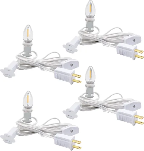 Miniatura 8 de Paquete de 2 cables de accesorios encadenables con bombilla LED C7, cable de luz de molde soplado interior de 6 ft con enchufes macho y hembra