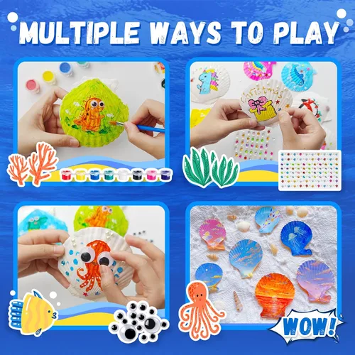 Miniatura 2 de Eleanore's Diary Kit de pintura de concha de mar para niños, manualidades de pintura que brilla en la oscuridad para niños y niñas, actividades