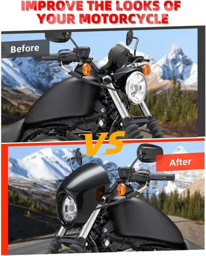 Miniatura 7 de Amazicha Máscara de Carenado para Faros Delanteros, Soporte de Visera para Faros Delanteros Compatible con Harley Sportster XL 1973-posterior