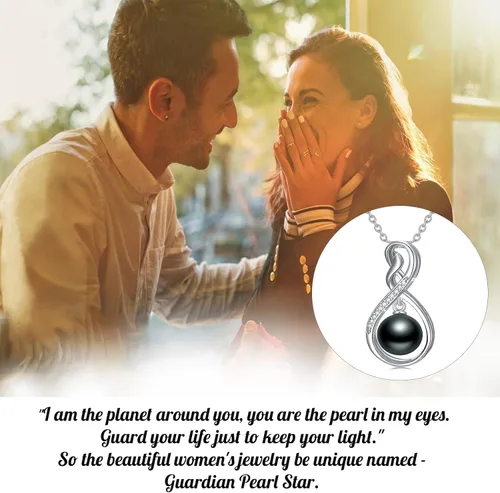 Miniatura 10 de Collar con colgante de perlas negras cultivadas, joyería fina, regalos para mujeres, collar con pedante de perlas negras de agua dulce para mujer