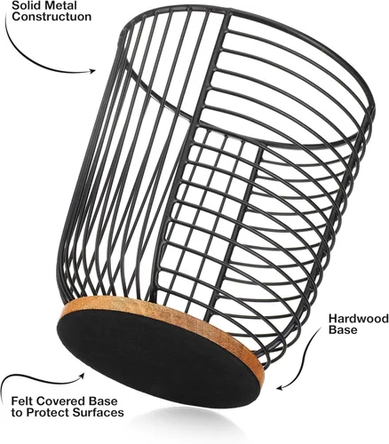 Miniatura 4 de Soporte para cápsulas de café MosJos - Soporte de taza K de alambre negro con base de madera - Diseño delgado de gran capacidad - Decoración moderna