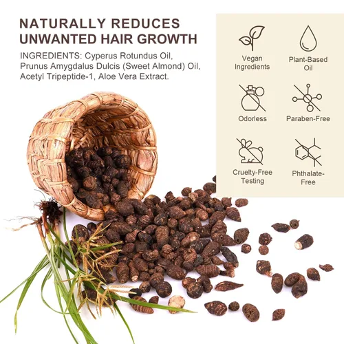 Miniatura 5 de Cyperus Rotundus - Suero inhibidor del cabello con aceite – Regreso lento, reduce la frecuencia de afeitado, calma la piel después de la depilación