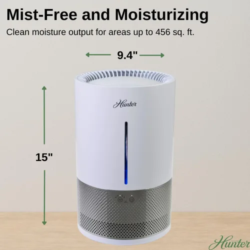 Miniatura 9 de HHE150 Hunter Aspire 4.8L Humidificador evaporativo con filtro PermaWick (4.8L) – Elimina contaminantes y polvo blanco para limpiar la niebla