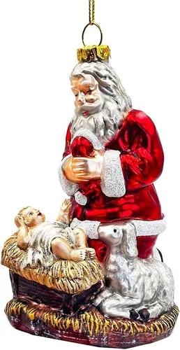 Miniatura 18 de Adorno de cristal soplado a mano de Papá Noel de safari aventurero, decoración navideña temática de viaje de explorador africano de la selva