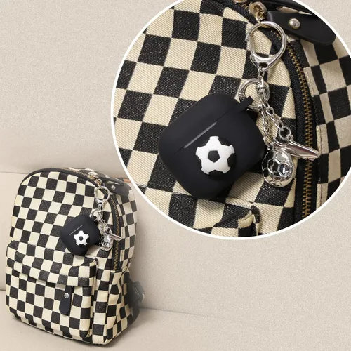 Miniatura 4 de Wonhibo Funda para Airpod de 3ª generación para hombres y niños, funda de silicona negra de fútbol 3D para Airpods 3 Gen 2021 con llavero