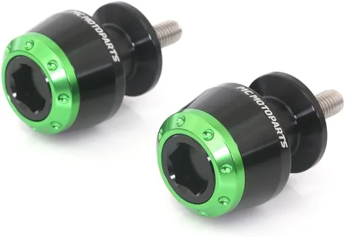 MC MOTOPARTS ATOM - Carretes de basculante CNC verdes de 0.394 in compatibles con Vulcan 650 S 15-19 2020 Ninja 300R 250R ZX-10R 04-10