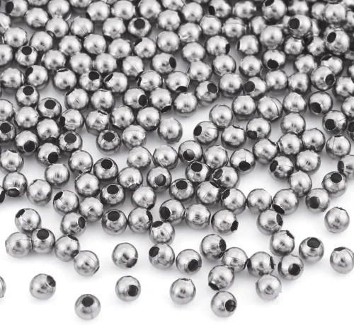 500 cuentas redondas de acero inoxidable 304 de 0.079 in (0.079 in), pequeñas cuentas espaciadoras sueltas de metal para hacer pulseras, collares,