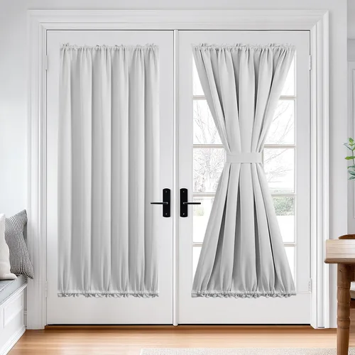 Miniatura 57 de Cortina térmica para puerta con bolsillo para barra, opacas, tratamiento de ventanas con ojales y ojales Deconovo 1 panel