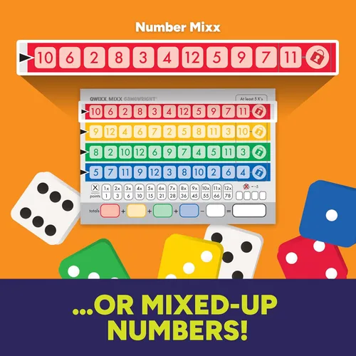 Miniatura 4 de Gamewright Qwixx Mixx - Juego de mesa genuino, tarjetas de puntuación de repuesto para mejorar el juego Qwixx - Un juego de dados rápido