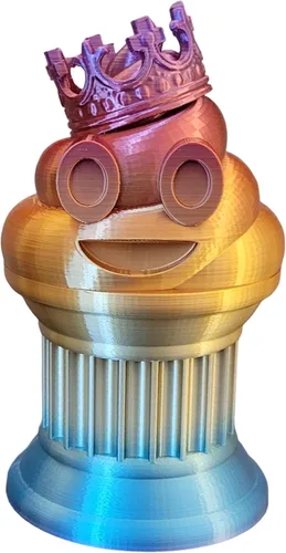 Miniatura 8 de Znet3D Trofeo de emoji King Poop – Premio divertido y regalo – Hecho a mano con fabricación aditiva – 6 pulgadas de alto – Con un emoji de caca seda