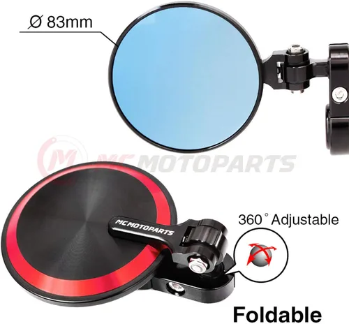 Miniatura 2 de MC Motoparts Espejos de barra CNC Red Reborn compatibles con Z650 Z1000 Z900 Z900rs Z300 Ninja 400 2019 ER6F Z800
