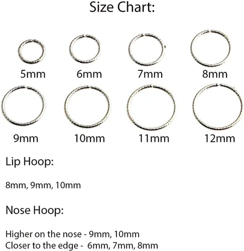 Miniatura 23 de Aretes de plata de ley abiertos para cartílago, tragus, delgados, calibre 22