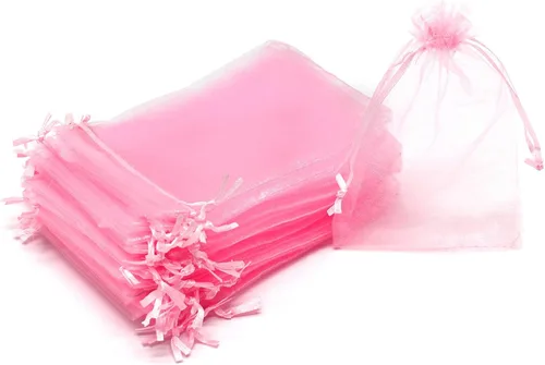 Miniatura 24 de Dealglad 100pcs Drawstring Organza bolsas de joyería caramelo para fiestas, casamientos, regalos Amarillo