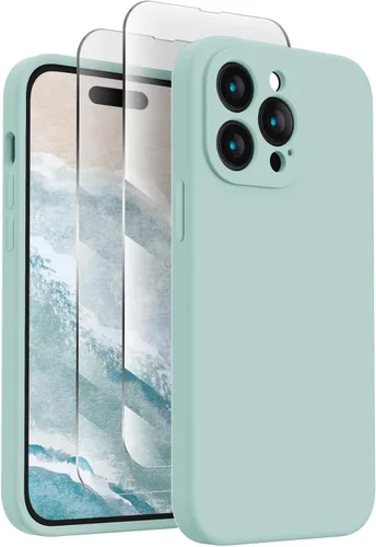 FireNova Funda diseñada para iPhone 14 Pro Max, funda de silicona mejorada [protección de cámara] con [2 protectores de pantalla], forro interior de
