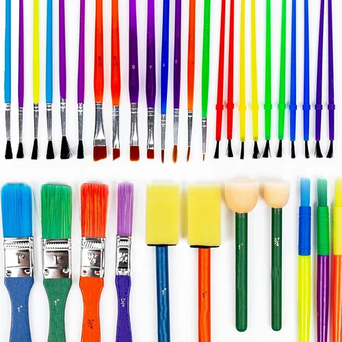 Horizon Group USA Pinceles de pintura - Juego de 35 pinceles multiusos - Incluye 8 tipos diferentes de pinceles, excelentes para acuarelas, pintura