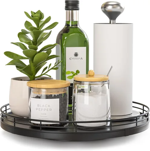 Miniatura 28 de Bandeja de baño de madera de roble de 12 pulgadas para mostrador, bandeja de tocador para perfume, loción, velas, maquillaje, joyería, fregadero