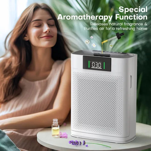 Miniatura 5 de Purificador de aire para habitaciones grandes de hasta 2300 pies cuadrados, purificadores de aire Honeyuan para mascotas, con sensor de calidad
