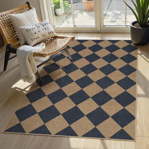 Miniatura 32 de Lahome Alfombra de yute a cuadros fácil 2'x3', alfombra pequeña para entrada, antideslizante, alfombra para la puerta delantera de la cocina