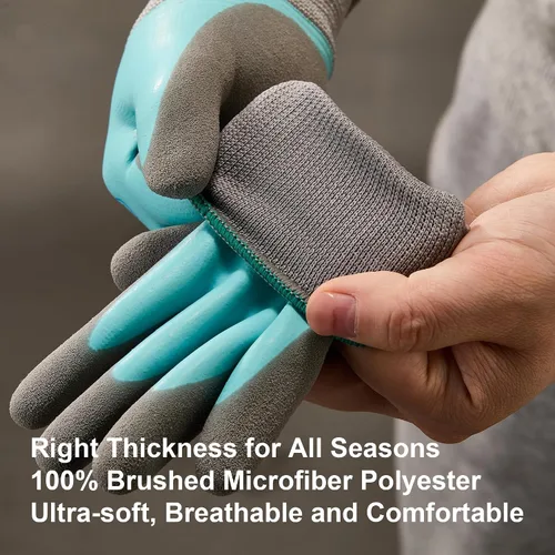 Miniatura 4 de COOLJOB 2 pares de guantes de jardinería impermeables para niños de 2 a 4 años, revestimiento de goma antideslizante de doble capa, guantes
