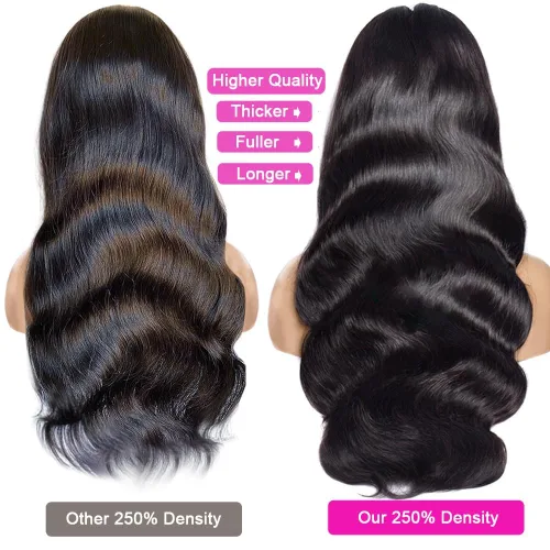 Miniatura 2 de Pelucas de cabello humano ondulado HD de densidad 250 con encaje frontal, prearrancadas de 13 x 4, pelucas de cabello humano con baby hair, sin