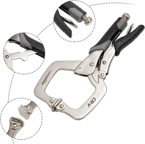 Miniatura 2 de Amazon Basics Abrazaderas de metal ajustables para carpintería, soldadura o reparaciones, 11 pulgadas, paquete de 2, negro/plateado