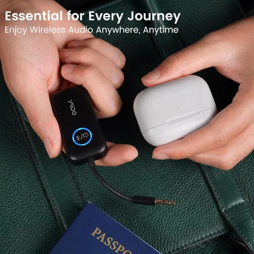 Miniatura 8 de YMOO Adaptador Bluetooth para avión B06T2 a 2 auriculares, receptor transmisor Bluetooth para TV con aptX-HD de baja latencia, adaptador de audio