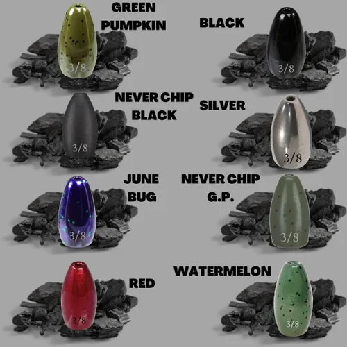Miniatura 6 de Reaction Tackle Pesas de Tungsteno para Voltear para Pesca de Lobina - Plomos para Perforar Cobertura Pesada - Agua Dulce y Salada - Usadas