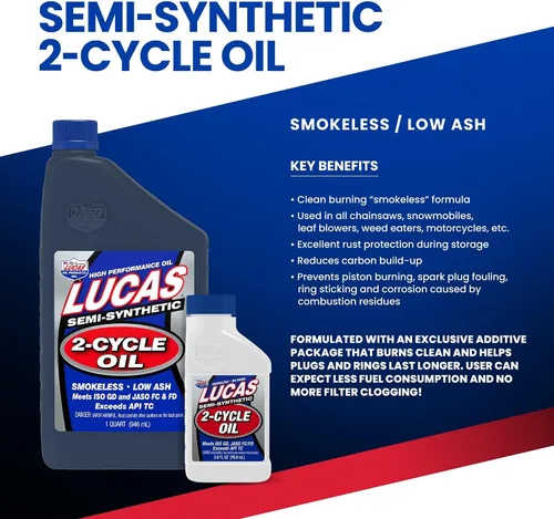 Miniatura 2 de Lucas Oil 10110 - Aceite semisintético de 2 ciclos - 1 cuarto de galón (paquete de 6)