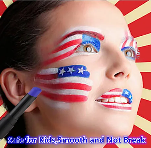 Miniatura 8 de Go Ho Pintura facial en barra mezclable en crema azul real, ojo de béisbol negro, pintura facial azul, softbol/ojo de fútbol negro, pintura facial