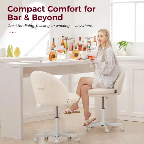 Miniatura 6 de GTPLAYER Silla de oficina alta de terciopelo con ruedas, sillas de tocador con respaldo, altura versátil: taburetes de oficina a bar, silla