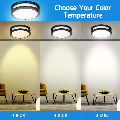 Miniatura 4 de Drosbey - Luminaria de techo LED empotrable, atenuable de 36 W, luces de techo de 12 pulgadas para cocina, dormitorio, baño, 3000 K/4000 K/5000 K