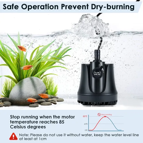 Miniatura 4 de AQQA Bomba de agua sumergible para acuario de 265-800 GPH con interruptor ajustable, eliminación de agua y bomba de limpieza de sumidero de drenaje
