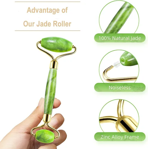 Miniatura 4 de AECW Rodillo de jade + rodillo de hielo) Rodillo de hielo 2 en 1 para alivio de la hinchazón de la cara y los ojos y rodillo de jade para cara