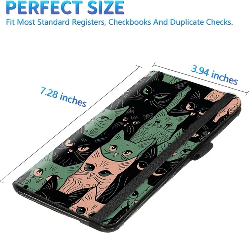 Miniatura 69 de Funda para chequera para hombres y mujeres, cartera de cuero RFID con ranuras para tarjetas de crédito, soporte de cheques duplicados personales