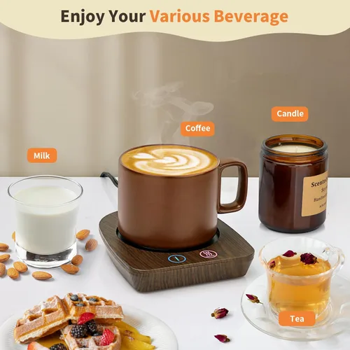 Miniatura 5 de VOBAGA Juego de calentador y taza de café, calentador de tazas de café con apagado automático y 3 ajustes de temperatura para escritorio, oficina