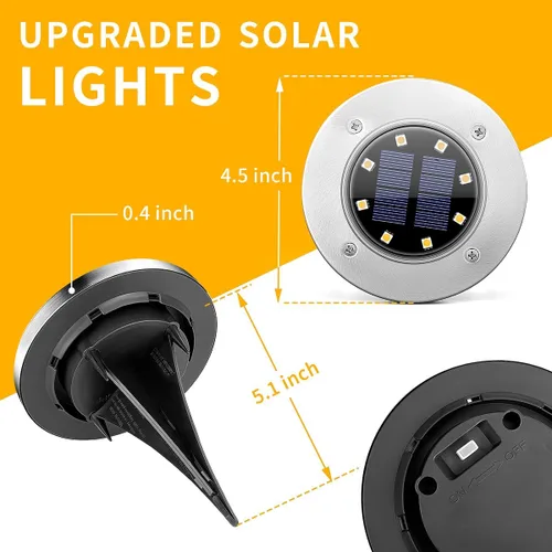 Miniatura 6 de SOLPEX Luces solares impermeables para exteriores, paquete de 8 luces solares para suelo, luces solares de jardín, iluminación de paisaje