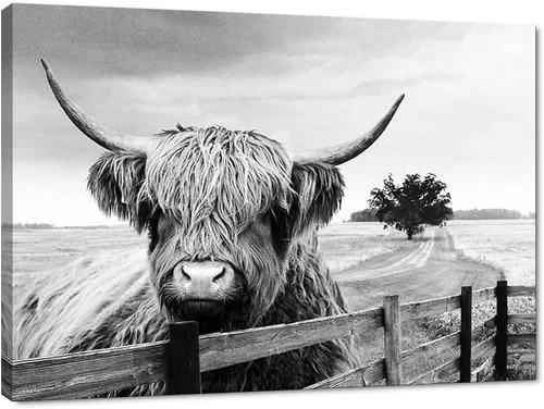 Miniatura 17 de Póster moderno de pared de vaca de las tierras altas, póster impreso en lienzo alpino desierto, decoración de pared de animales para sala de estar