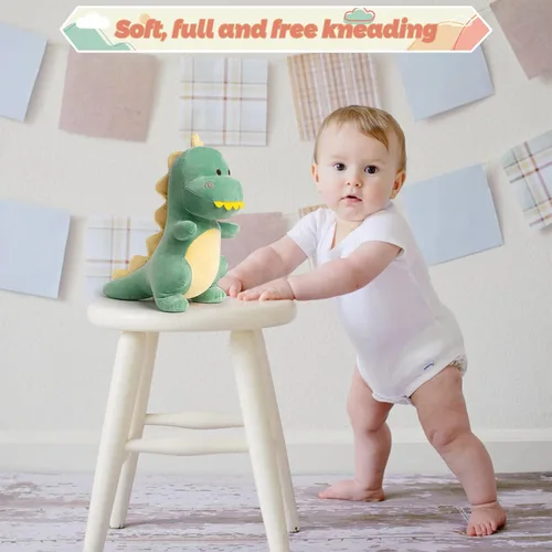 Miniatura 2 de Animal de peluche de dinosaurio, lindo peluche de dinosaurio suave de 12 pulgadas, juguetes de peluche para niños y niñas, bebés y niños (verde)